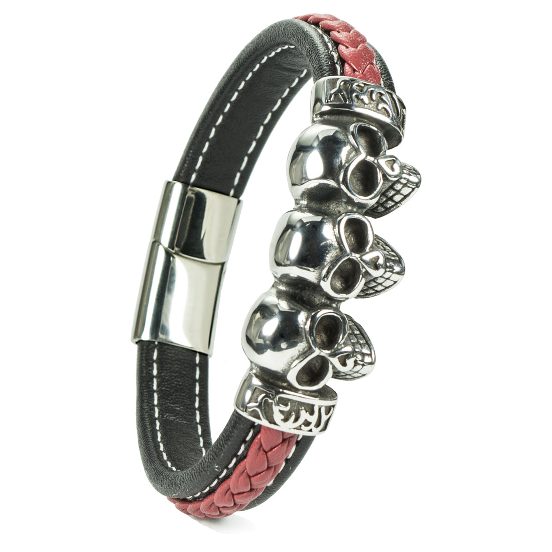 In Deutschland hergestelltes schwarzes und rotes Lederarmband – unvergleichliche Qualität und Stil | WILLYS JEWELLERY