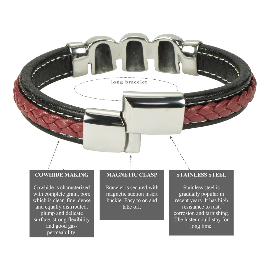In Deutschland hergestelltes schwarzes und rotes Lederarmband – unvergleichliche Qualität und Stil | WILLYS JEWELLERY