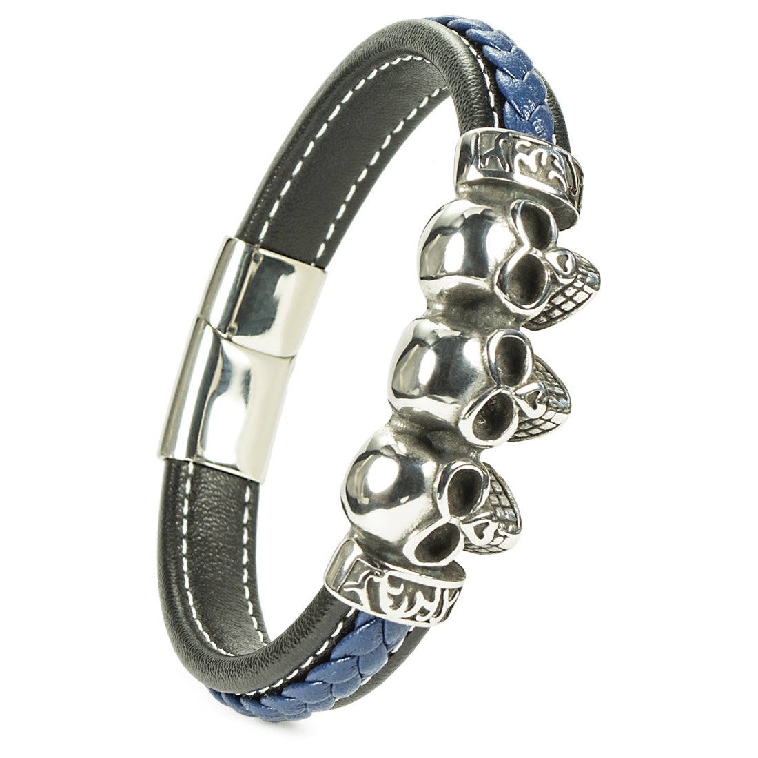 Elegantes schwarzes und blaues Lederarmband: Hochwertiges, benutzerfreundliches Design | WILLYS JEWELLERY