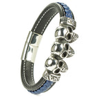Elegantes schwarzes und blaues Lederarmband: Hochwertiges, benutzerfreundliches Design | WILLYS JEWELLERY