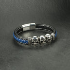 Elegantes schwarzes und blaues Lederarmband: Hochwertiges, benutzerfreundliches Design | WILLYS JEWELLERY