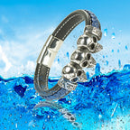 Elegantes schwarzes und blaues Lederarmband: Hochwertiges, benutzerfreundliches Design | WILLYS JEWELLERY