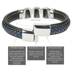 Elegantes schwarzes und blaues Lederarmband: Hochwertiges, benutzerfreundliches Design | WILLYS JEWELLERY