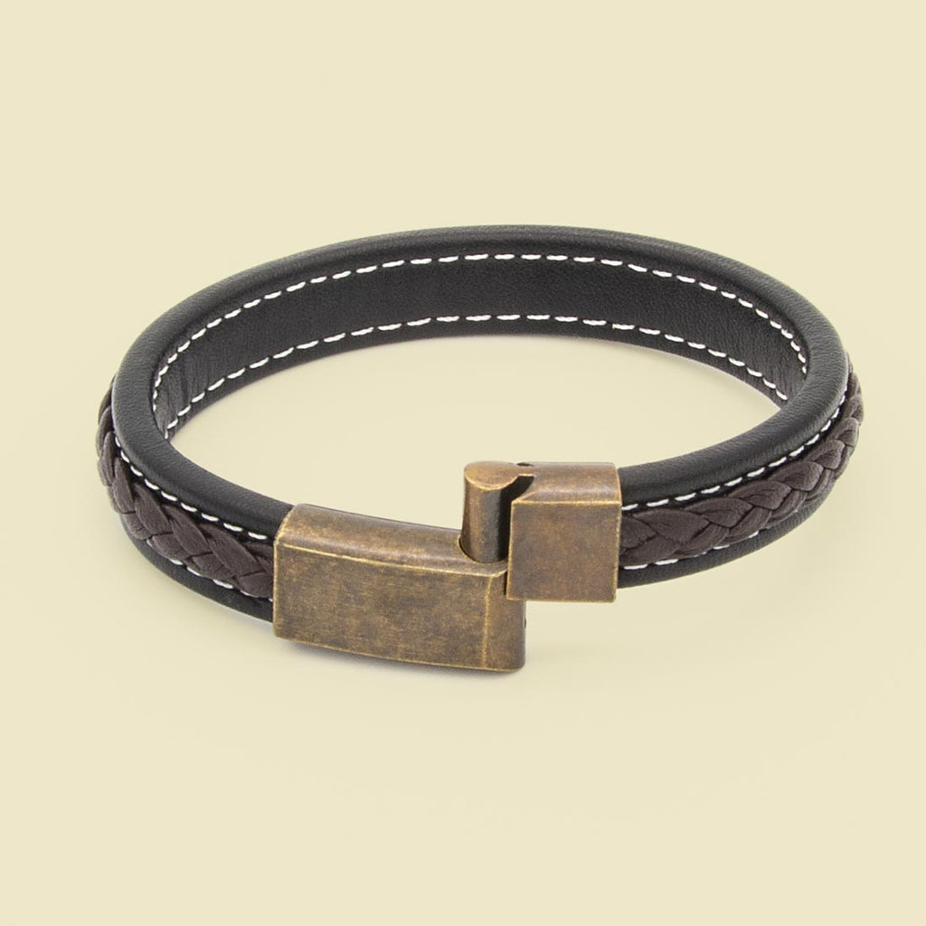 Geflochtenes Echtlederarmband in Braun und Schwarz | WILLYS JEWELLERY