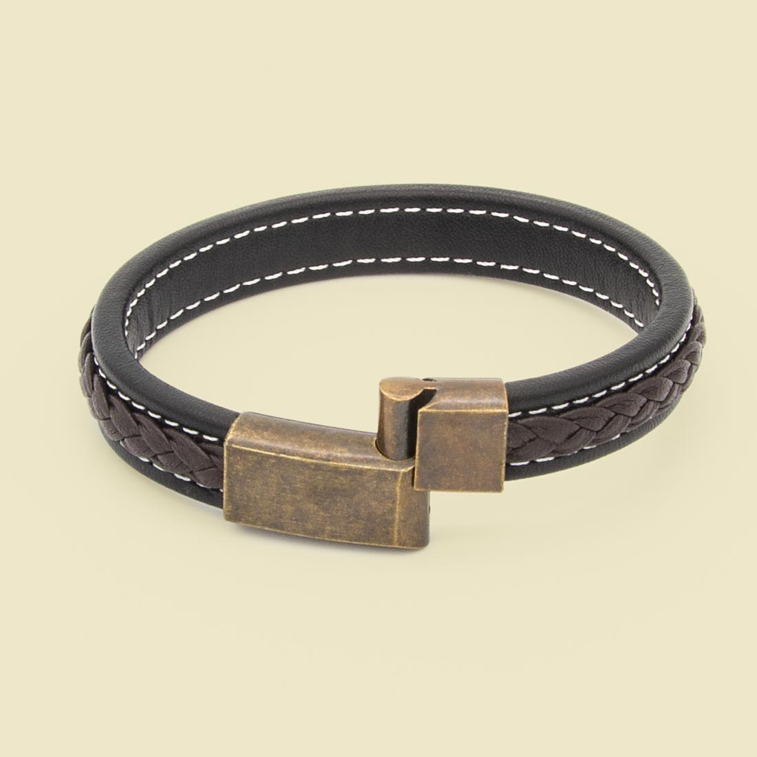 Geflochtenes Echtlederarmband in Braun und Schwarz | WILLYS JEWELLERY