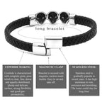 Armband aus echtem Leder mit Totenkopf-Design in Schwarz | WILLYS JEWELLERY
