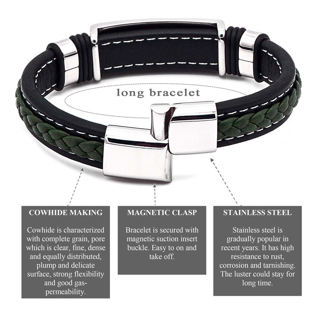 Olivgrünes Herrenarmband aus Leder und Edelstahl – ein stilvolles Statement-Stück | WILLYS JEWELLERY