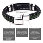 Olivgrünes Herrenarmband aus Leder und Edelstahl – ein stilvolles Statement-Stück | WILLYS JEWELLERY