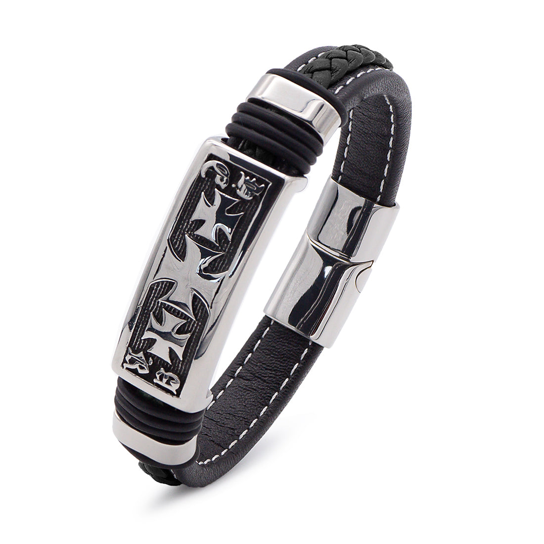 Anspruchsvolles Herrenarmband aus Leder und Edelstahl – das perfekte i-Tüpfelchen für Ihren Stil | WILLYS JEWELLERY