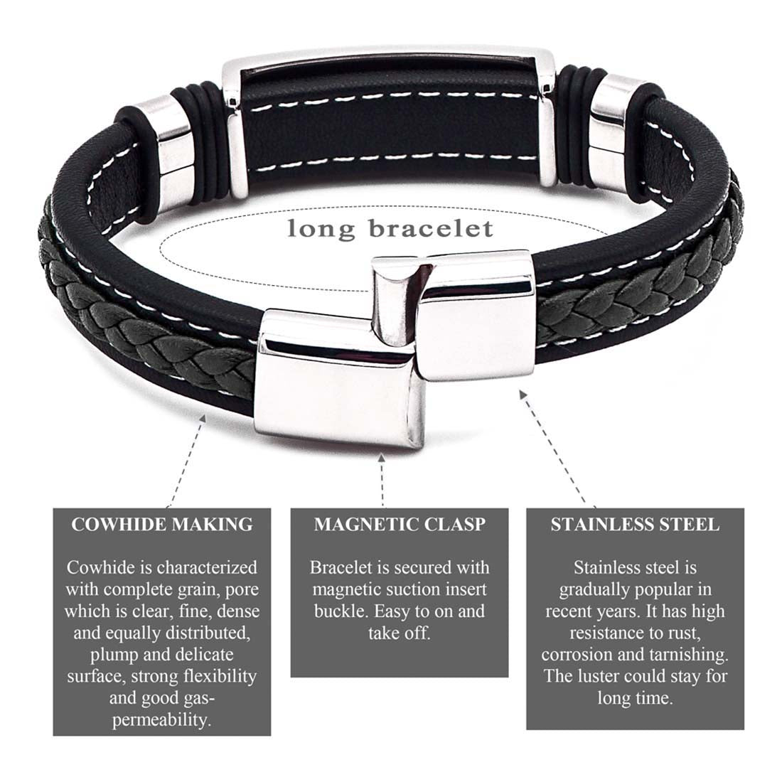 Anspruchsvolles Herrenarmband aus Leder und Edelstahl – das perfekte i-Tüpfelchen für Ihren Stil | WILLYS JEWELLERY