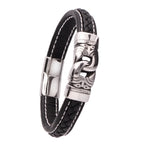 Mehrreihiges Armband aus echtem Leder in Schwarz | WILLYS JEWELLERY