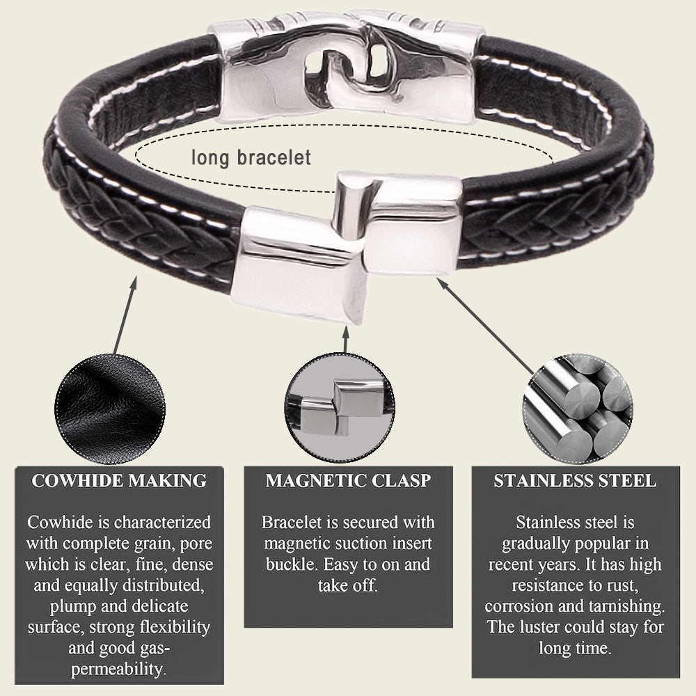 Mehrreihiges Armband aus echtem Leder in Schwarz | WILLYS JEWELLERY