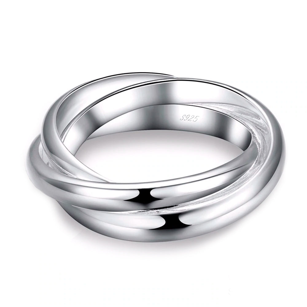 Eleganter Wickelring aus 925 Sterling Silber – 3 bewegliche Ringe, massiv, glänzend & antiallergisch | WILLYS JEWELLERY