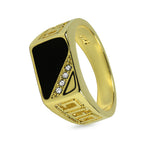 Eleganter 18K vergoldeter Silberring mit schwarzer Emaille & Zirkonia – Luxus für Damen & Herren | WILLYS JEWELLERY