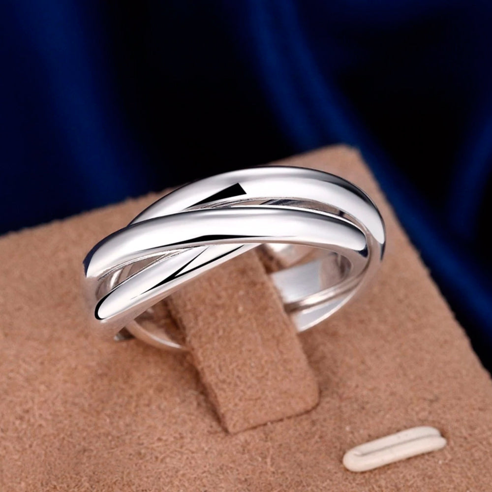 Eleganter Wickelring aus 925 Sterling Silber – 3 bewegliche Ringe, massiv, glänzend & antiallergisch | WILLYS JEWELLERY