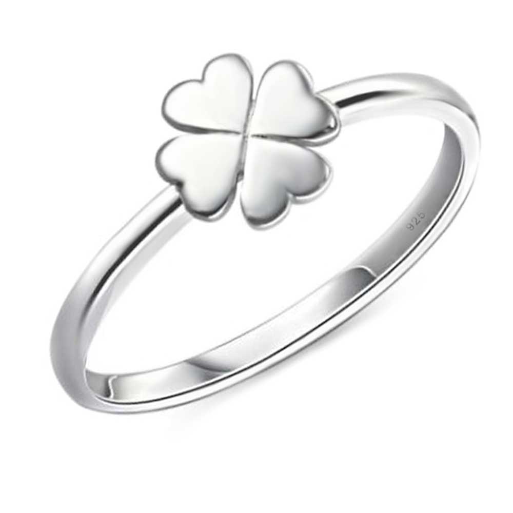 Herz-Klee Ring aus 925 Sterling Silber – eleganter Damenring mit Symbol für Liebe und Glück | WILLYS JEWELLERY