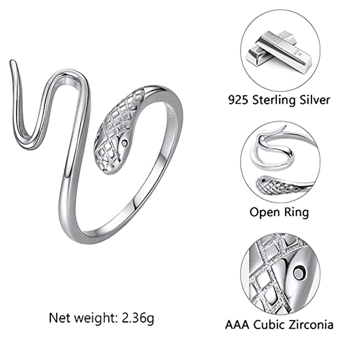Eleganter Schlangenring aus 925 Sterling Silber mit Zirkonia – Antikes Design, Geschenk für Damen | WILLYS JEWELLERY