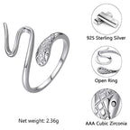 Eleganter Schlangenring aus 925 Sterling Silber mit Zirkonia – Antikes Design, Geschenk für Damen | WILLYS JEWELLERY
