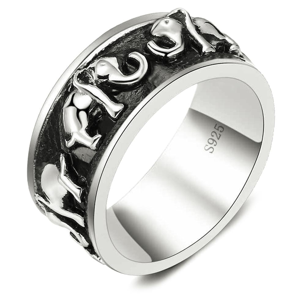 Herrenring 925 Sterling Silber – Rotierender Anti-Stress & Glücks-Elefanten, robust & elegant | WILLYS JEWELLERY