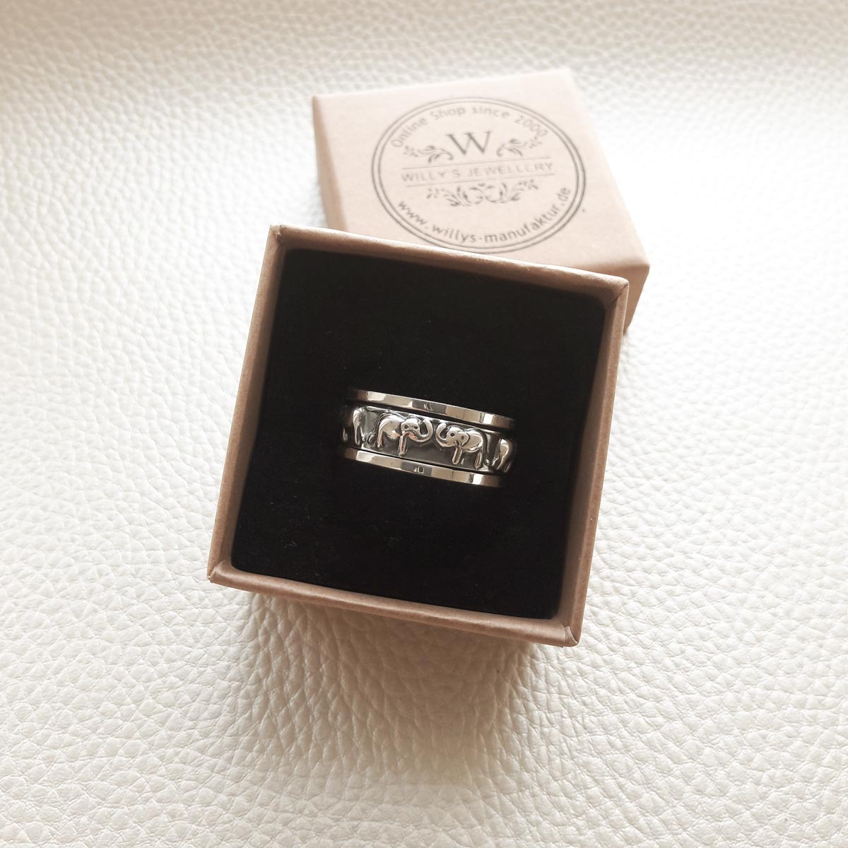 Herrenring 925 Sterling Silber – Rotierender Anti-Stress & Glücks-Elefanten, robust & elegant | WILLYS JEWELLERY