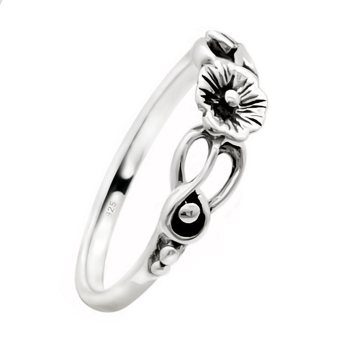Zarter Damenring aus 925 Sterling Silber mit Blume – filigranes florales Design als Symbol für Natür | WILLYS JEWELLERY