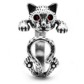 Katzenring aus 925 Sterling Silber – verspielter Tier-Ring mit roten Augen für Katzenfreunde | WILLYS JEWELLERY