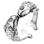 925 Sterling Silber – Verstellbarer Yin-Yang Fischring im asiatischen Stil für Glück und Harmonie | WILLYS JEWELLERY