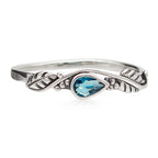 925 Sterling Silber Ring mit Aquamarin – filigraner Damenring mit Blättermotiv & Tropfenform | WILLYS JEWELLERY