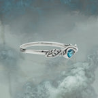925 Sterling Silber Ring mit Aquamarin – filigraner Damenring mit Blättermotiv & Tropfenform | WILLYS JEWELLERY
