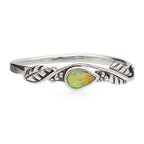 925 Sterling Silber Ring mit gelbem Opal – zarter Damenring im Blätterdesign mit Tropfenstein | WILLYS JEWELLERY