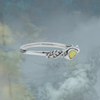 925 Sterling Silber Ring mit gelbem Opal – zarter Damenring im Blätterdesign mit Tropfenstein | WILLYS JEWELLERY