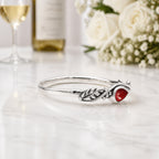 Damenring 925 Silber mit roter Koralle & Blätterdesign | WILLYS JEWELLERY