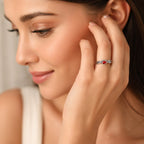 Damenring 925 Silber mit roter Koralle & Blätterdesign | WILLYS JEWELLERY