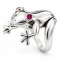 Frosch Ring aus 925 Sterling Silber mit pinkem Zirkonia – auffälliger Tiermotiv-Ring für Damen | WILLYS JEWELLERY