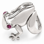 Frosch Ring aus 925 Sterling Silber mit pinkem Zirkonia – auffälliger Tiermotiv-Ring für Damen | WILLYS JEWELLERY