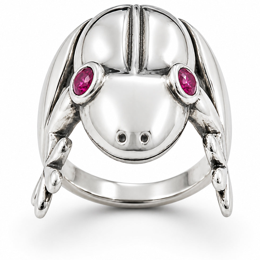 Frosch Ring aus 925 Sterling Silber mit pinkem Zirkonia – auffälliger Tiermotiv-Ring für Damen | WILLYS JEWELLERY