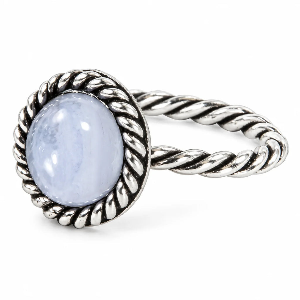 Damenring aus 925 Sterling Silber mit Mondstein oval im Vintage Boho Design