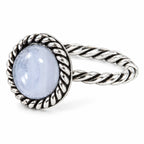 Damenring aus 925 Sterling Silber mit Mondstein oval im Vintage Boho Design