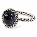 Handgefertigter Ring aus 925er Sterlingsilber mit quarzblauem Galaxy-Stein