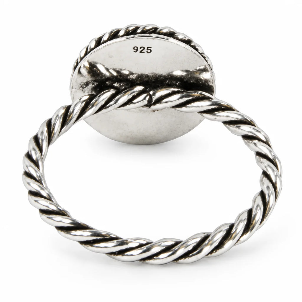 Handgefertigter Ring aus 925er Sterlingsilber mit quarzblauem Galaxy-Stein