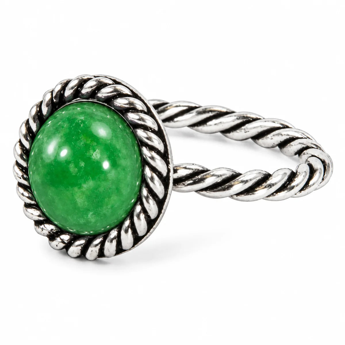925er Silberring mit Jade Grün Stein – Handgefertigtes Design & Geschenkbox