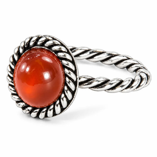 925er Silberring mit rotem Carneol – Handgefertigtes Schmuckstück im Vintage-Stil