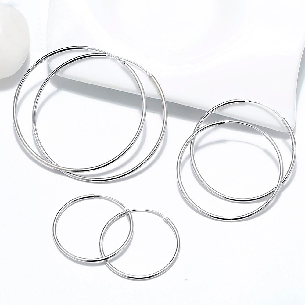Creolen Sterling Silber 925 Ohrringe Flexibel in Diverse Durchmesser für Damen und Girls d=1.5 mm