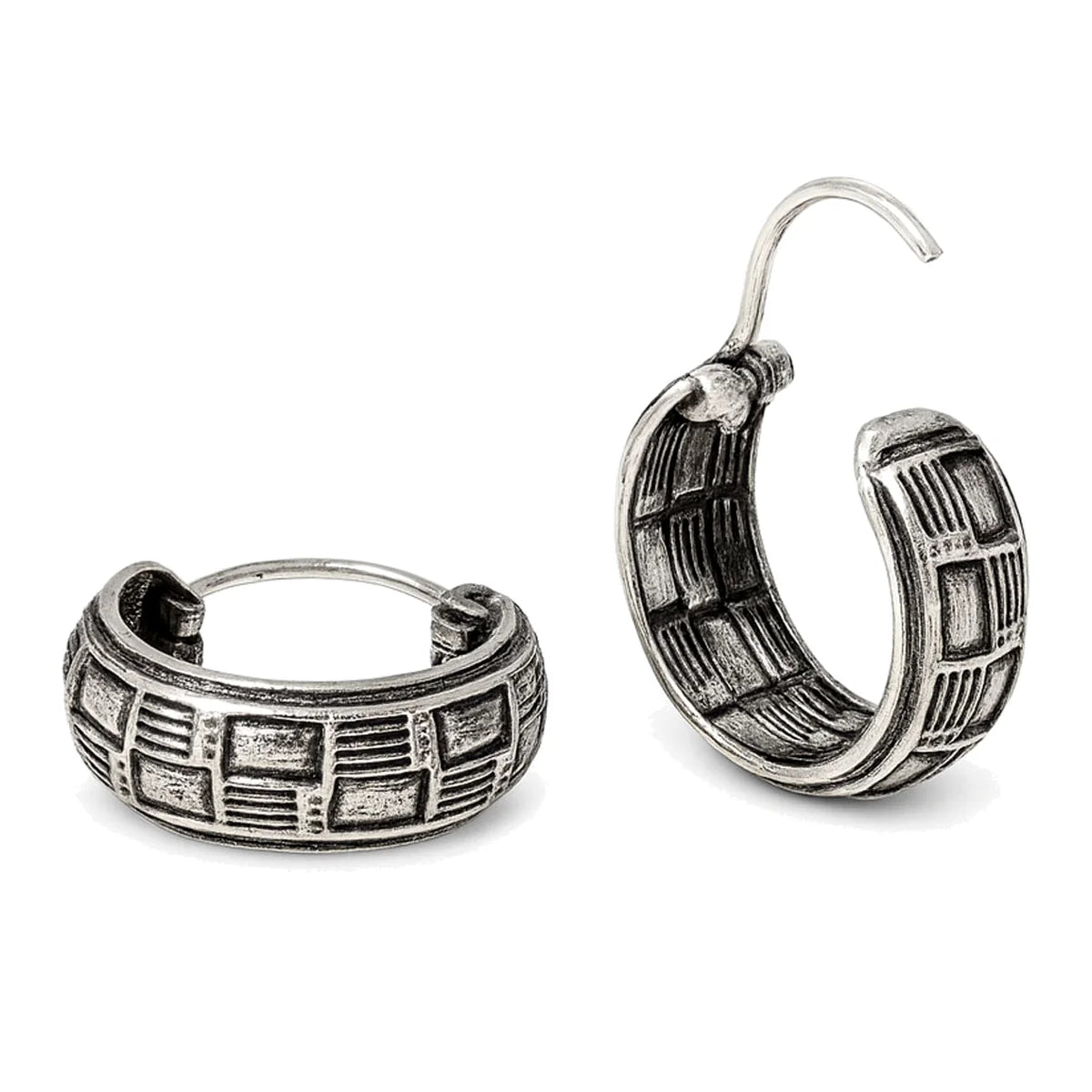 Creolen aus 925 Sterling Silber, 16 mm, geometrisches Reliefmuster, 6 mm breit, für Damen
