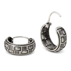 Creolen aus 925 Sterling Silber, 16 mm, geometrisches Reliefmuster, 6 mm breit, für Damen