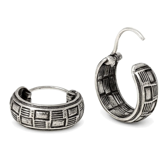 Creolen aus 925 Sterling Silber, 16 mm, geometrisches Reliefmuster, 6 mm breit, für Damen