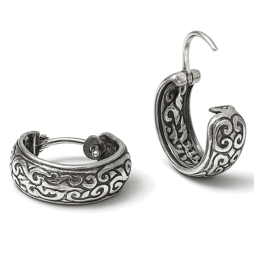 Creolen aus 925 Sterling Silber, 16 mm, florales Ornament, 6 mm breit, Ohrringe für Damen