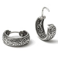 Creolen aus 925 Sterling Silber, 16 mm, florales Ornament, 6 mm breit, Ohrringe für Damen