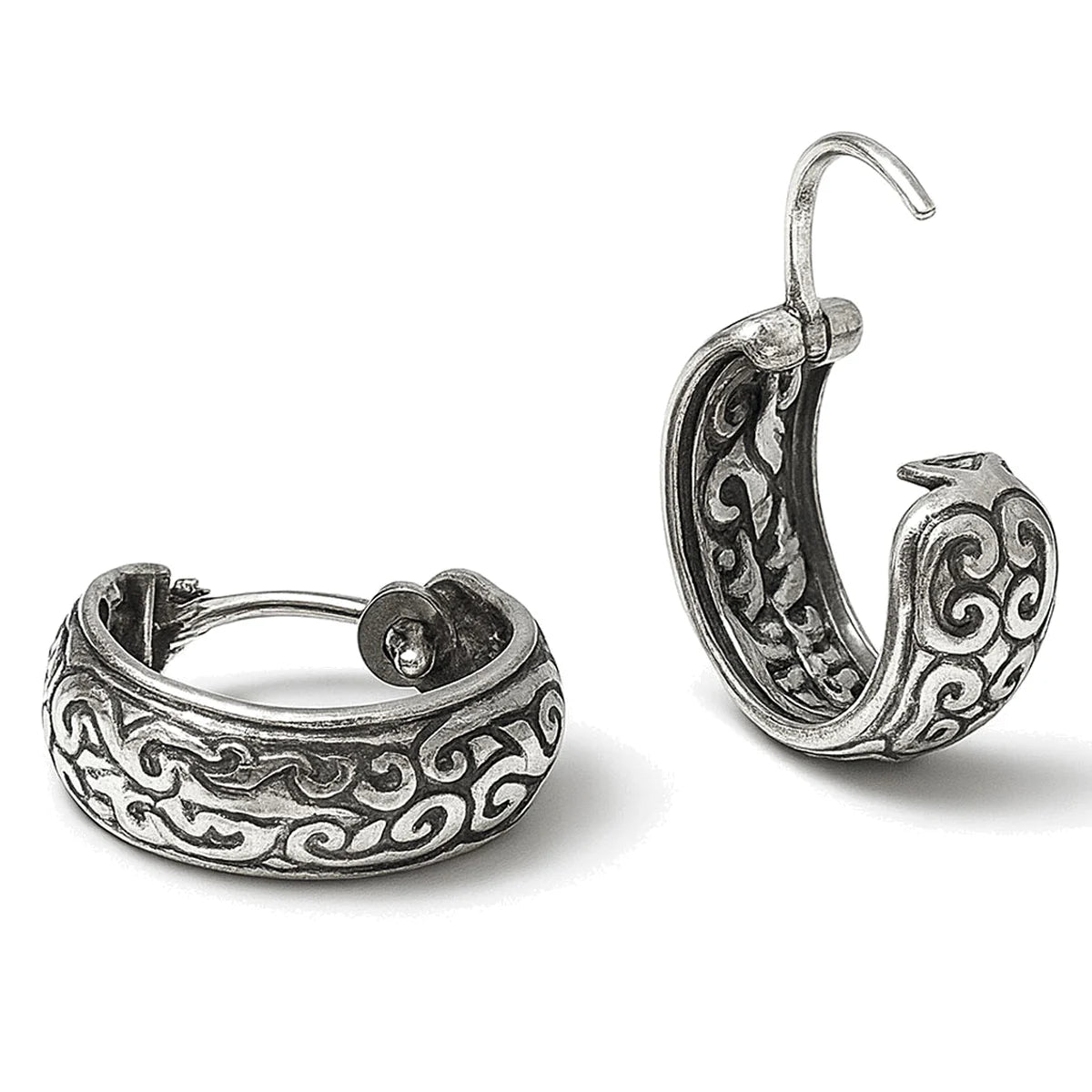 Creolen aus 925 Sterling Silber, 16 mm, florales Ornament, 6 mm breit, Ohrringe für Damen