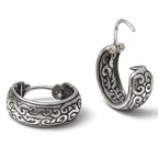 Creolen aus 925 Sterling Silber, 16 mm, florales Ornament, 6 mm breit, Ohrringe für Damen